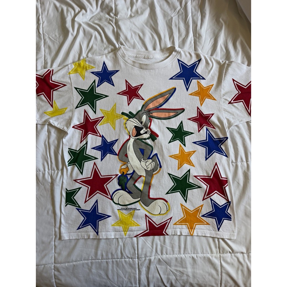 Vintage 1994 Bugs Bunny T Shirt XL Looney Tunes Sun Sportswear All Over Print